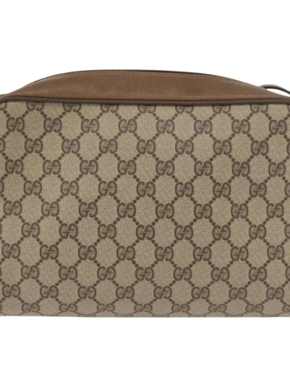 GUCCI GG Supreme Web Sherry Line Bag PVC Beige Gold 119 02 088 Auth
